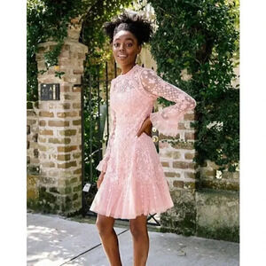 Needle & Thread Marigold Rose Mini Dress Desert Pink Size 6 NWT